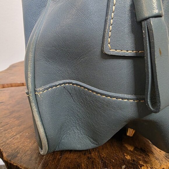 Coach Penelope 9766 Blue Leather Satchel Shoulder Bag Authenticated Turn Lock - Picture 8 of 16